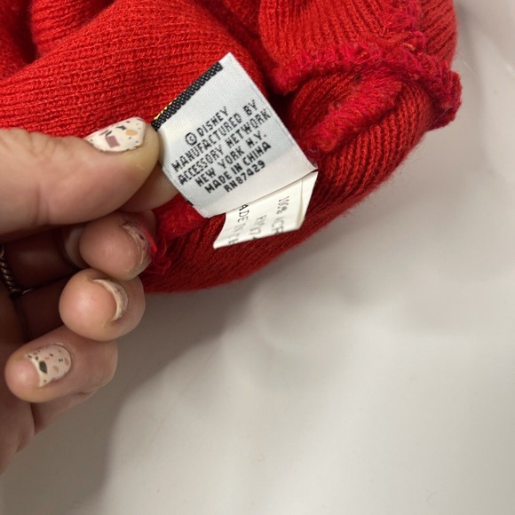 Mickey Mouse Beanie Hat Unisex Red Solid One Size - Picture 6 of 6
